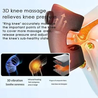Heated And Vibrating Knee Massage Pad With Adjustable Multi-Level