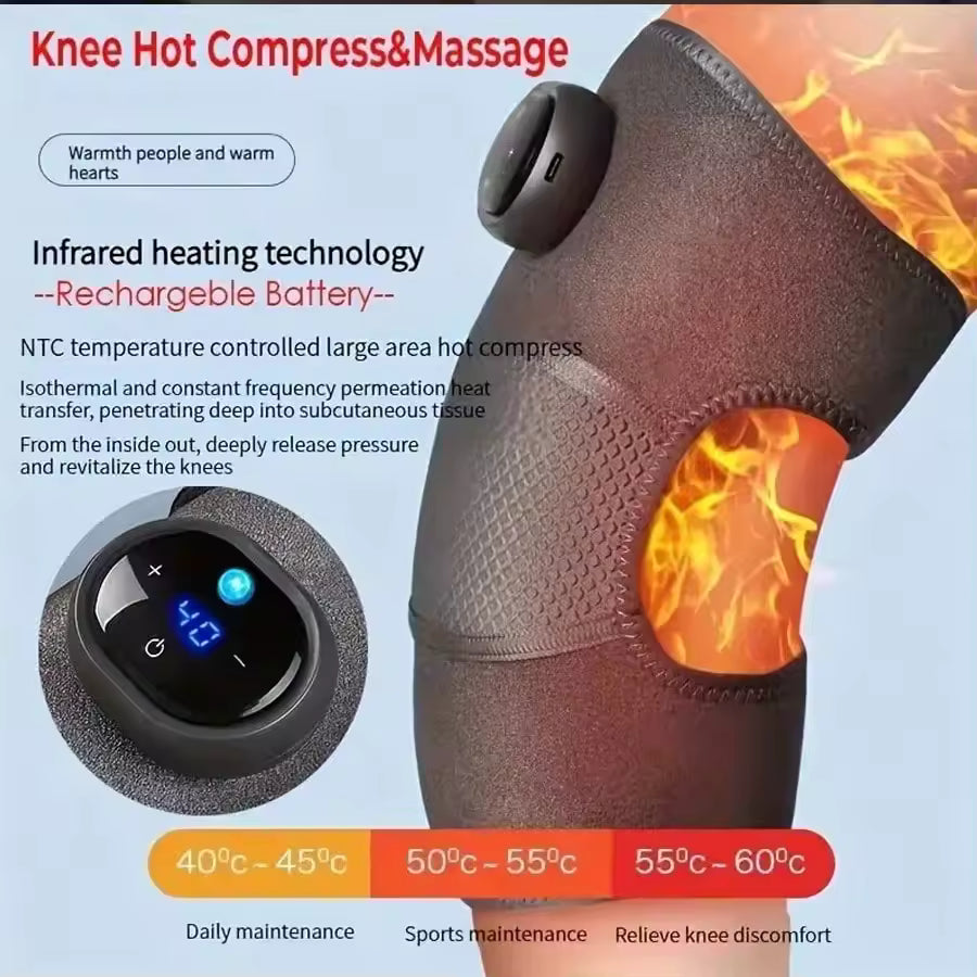Heated And Vibrating Knee Massage Pad With Adjustable Multi-Level